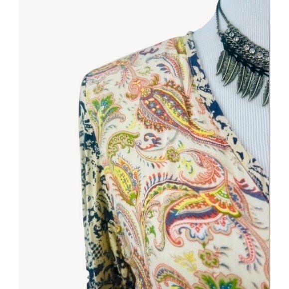 Artisan De Lux X Anthropologie Boho Paisley Asymmetrical Button Down Top - Picture 4 of 16